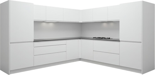 Modern White Corner Kitchen Cabinets and Stovetop Design for Home Renovation
