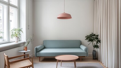 An inviting and minimalist living room showcasing comfortable furniture arrangements