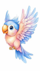 Cute Bird in Flight, Pastel Colors