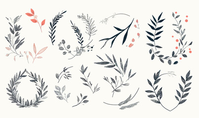 Elegant Minimal Botanical Wedding Frames in Flat SVG Vector Style