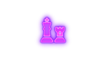 Chess icon purple color glowing neon on transparent background