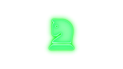 Chess knight icon glowing neon on transparent background