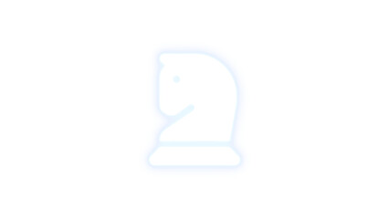 Chess knight icon glowing neon on transparent background