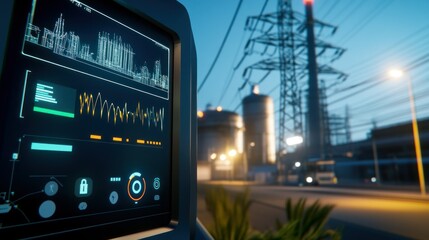 Advanced Technology Interface Displaying Data in an Industrial Setting