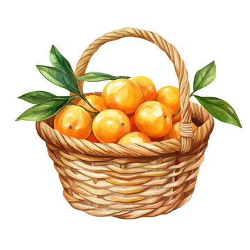 orange tangerines in woven basket clip art preview