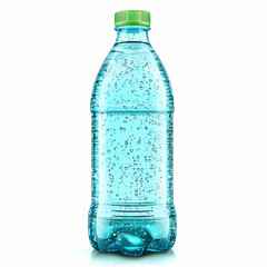 Sparkling water bottle, studio shot, clear background, refreshing drink