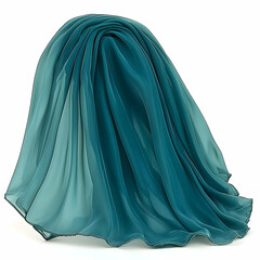Naklejka premium Teal fabric draped elegantly on white background, ideal for textile website or design project