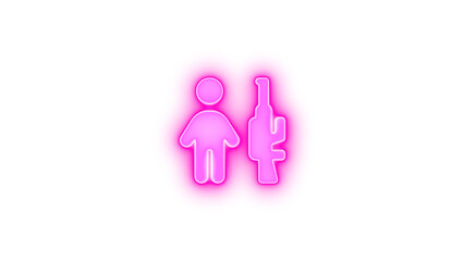 Child combatant icon glowing neon on transparent background