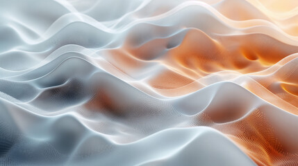 Fototapeta premium Abstract Flowing Waves with Translucent Blue and Warm Orange Glow