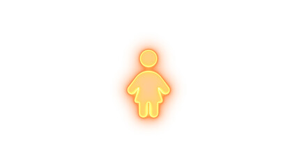  Child dress icon glowing neon on transparent background