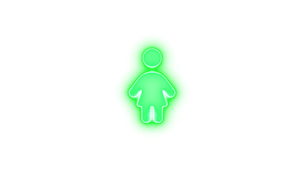  Child dress icon glowing neon on transparent background