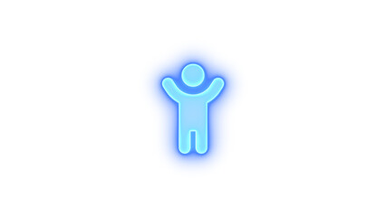 Child reaching icon glowing neon on transparent background