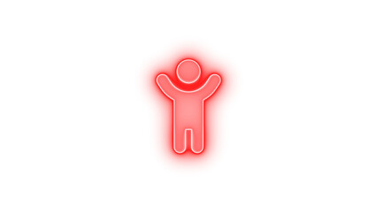 Child reaching icon glowing neon on transparent background