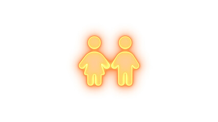 Children icon glowing neon on transparent background