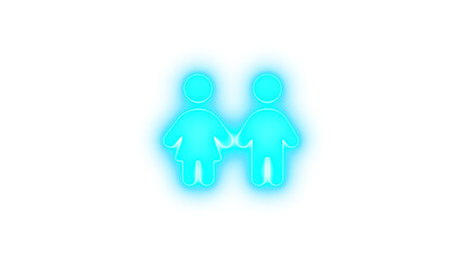 Children icon glowing neon on transparent background
