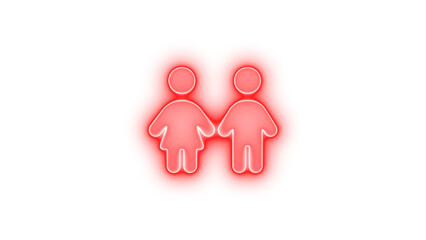 Children icon glowing neon on transparent background