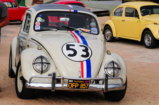 Punta del Este, Maldonado, Uruguay. November 17, 2012: Classic Volkswagen Beetle cars displayed at a convention in Punta del Este, Uruguay.