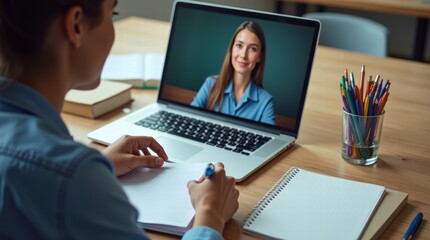 Remote learning experience with online tutor in virtual classroom setting