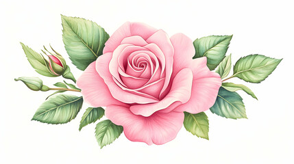 Delicate Pink Rose Bouquet Illustration