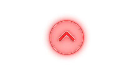Circle chevron up icon glowing neon on transparent background