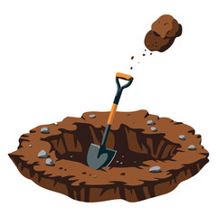 Digging icon shovel vector