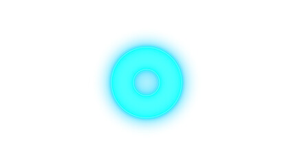 Circle dot icon glowing neon on transparent background