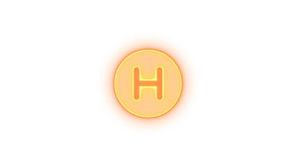 Circle h icon glowing neon on transparent background