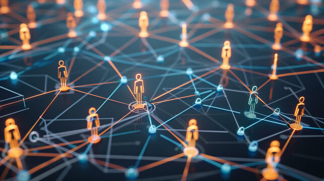 Representación digital de red de personas conectadas entre sí