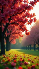 Naklejka premium B?ume im Winkel des Sonnenlichts mit dichten Bl?ttern, branches, natural light