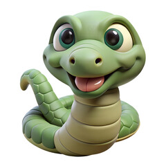 Fototapeta premium Cute 3D Cartoon Snake Character Isolated on Transparent Background