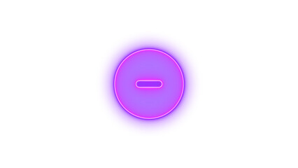 Circle minus icon glowing neon on transparent background