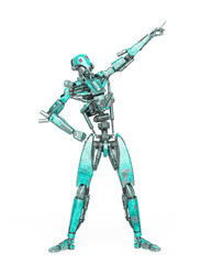 apocalypse cyborg is pointing up to the stars like a comic hero