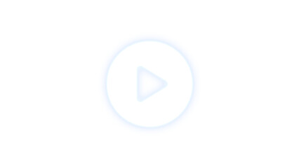 Circle play icon glowing neon on transparent background