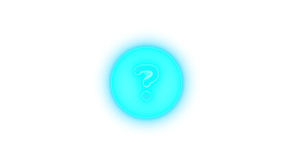 Circle question icon glowing neon on transparent background