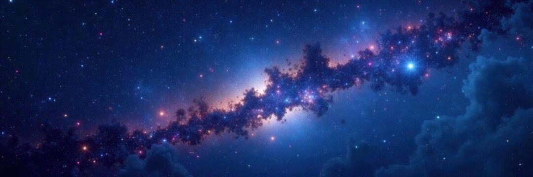 Celestial scene with stars and galaxy in the night sky background , space, celestial bodies - Powered by Adobe