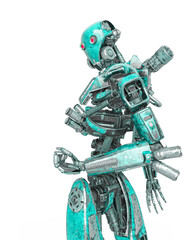 apocalypse cyborg is posing like a comic hero