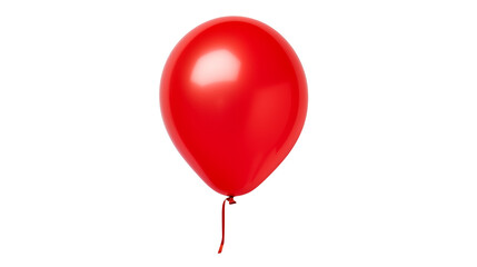 A single red balloon with a glossy surface floating against a black background spaceisolated on transparent background