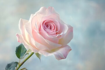 Pastel rose painting, with fine lines and soft grains, create a sense of calm and softness