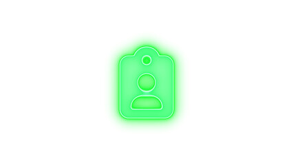 Clipboard user icon green color glowing neon on transparent background
