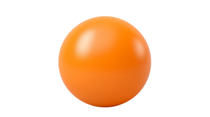 A single orange sphere centered on a black background with subtle lighting effectsisolated on transparent background