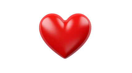 A single red heart shape with smooth shading isolated against a black background spaceisolated on transparent background