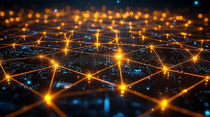 Abstract network connection glowing nodes.