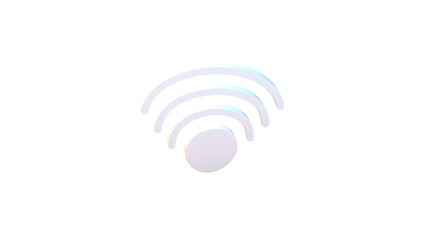 A white wifi signal icon with three curved lines emanating from a central circle shapeisolated on transparent background