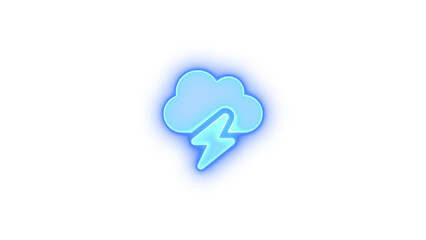 Obraz premium Cloud bolt icon blue color glowing neon on transparent background