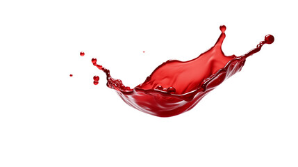 A vibrant splash of red liquid suspended mid air against a stark black background spaceisolated on transparent background