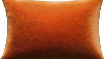 Fototapeta premium Orange velvet cushion, home decor, soft texture, isolated on white background, for interior design websites