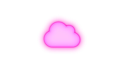Cloud icon pink color glowing neon on black background