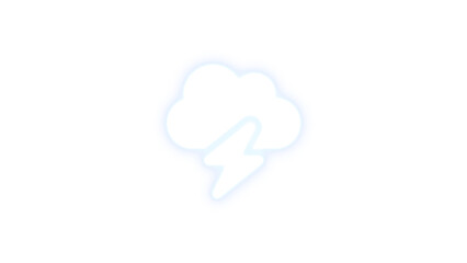 Cloud bolt icon white color glowing neon on transparent background