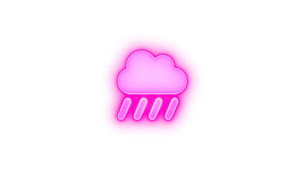 Obraz premium Cloud showers heavy icon pink color glowing neon on transparent background
