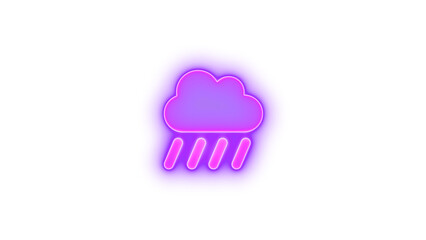 Cloud showers heavy icon purple color glowing neon on transparent background